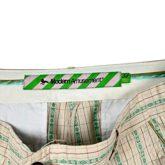 Modern Amusement Chino Short 34 Men Flat Front 11” Preppy 100 Cotton Y2K - Picture 4 of 6